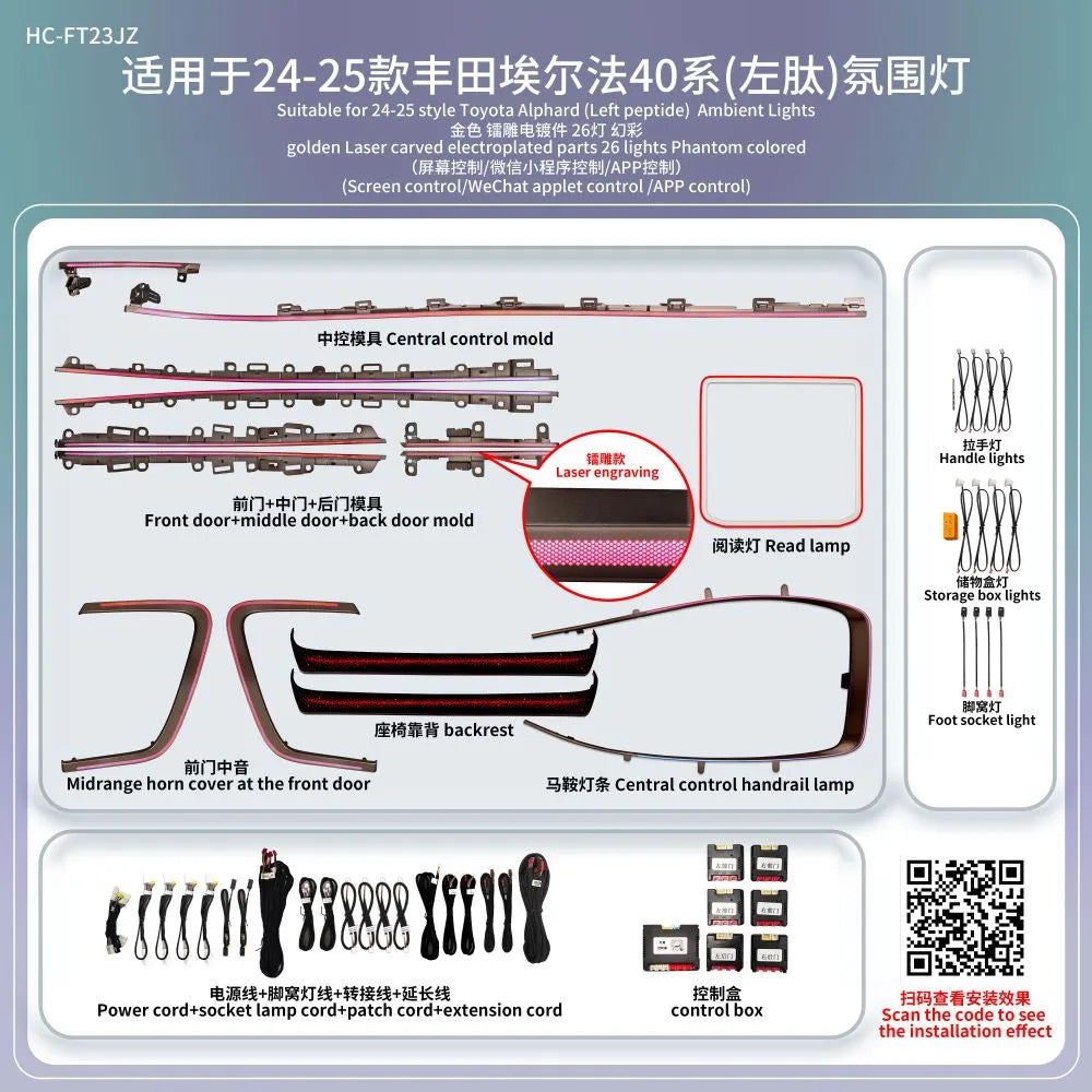 A80 Toyota Alphard Ambient Lighting Kit (2015–2025) | Phantom & RGB Interior Lighting System | LHD / RHD Compatible