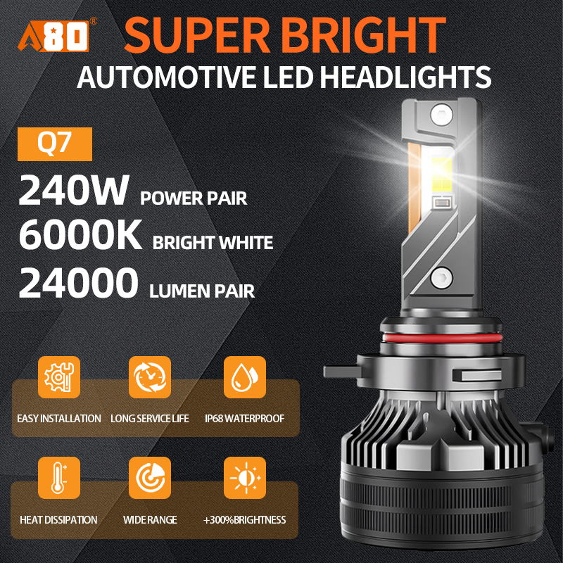 A80-Q7 Car LED Headlight Bulbs |17000LM180W H1 H4 H7 9005 9006
