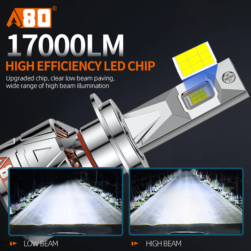 A80-A13 Car LED Headlight Bulbs |160W 12000LM 6000K H4 H7