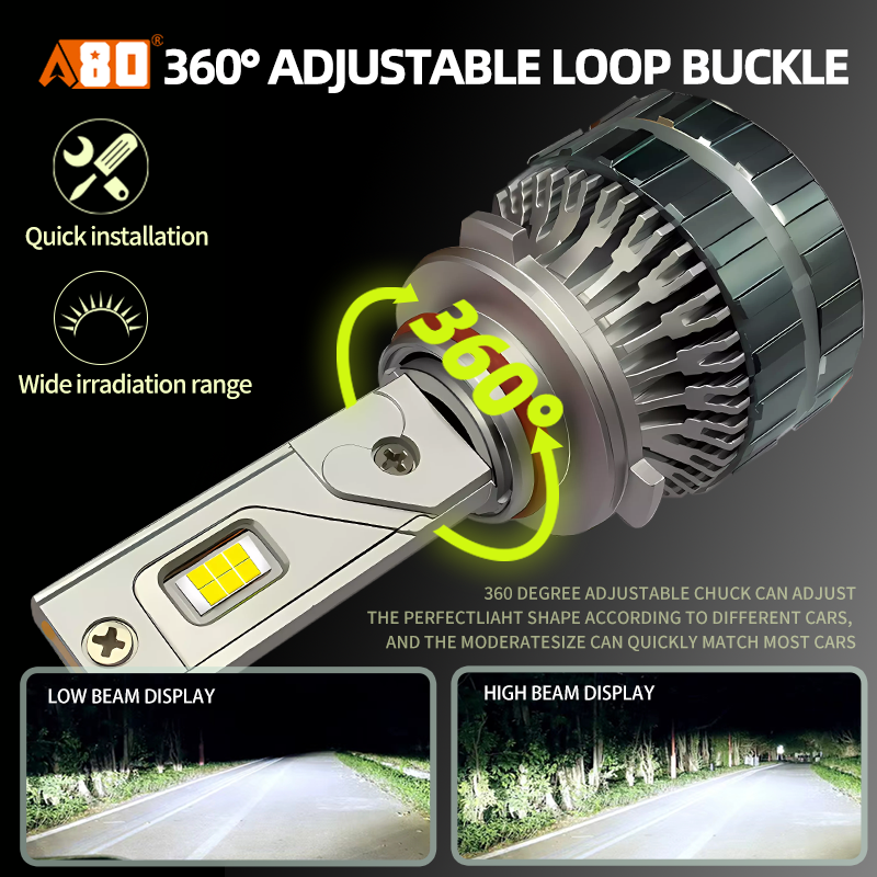 A80-AR11 LED Headlight Bulbs | High Low Beam 6000K White Dc12v 130W 13000Lm