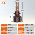 A80 AR5 High Performance LED Headlight Bulbs H4/H7/H11/9005/9006, 15000LM 150W | Extreme Brightness Upgrade with Double Ball Fan Cooling