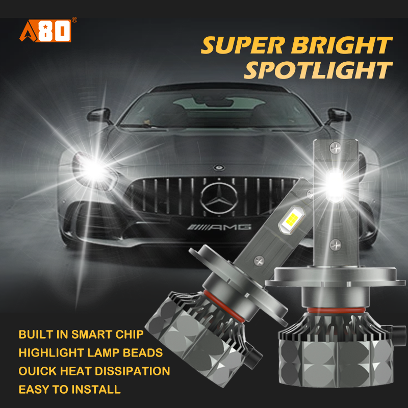 A80-AR7 Car LED Headlight Bulbs |H4/H7/H11with Red Fan120W