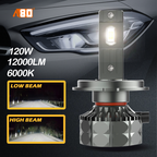 A80-AR7 Car LED Headlight Bulbs |H4/H7/H11with Red Fan120W