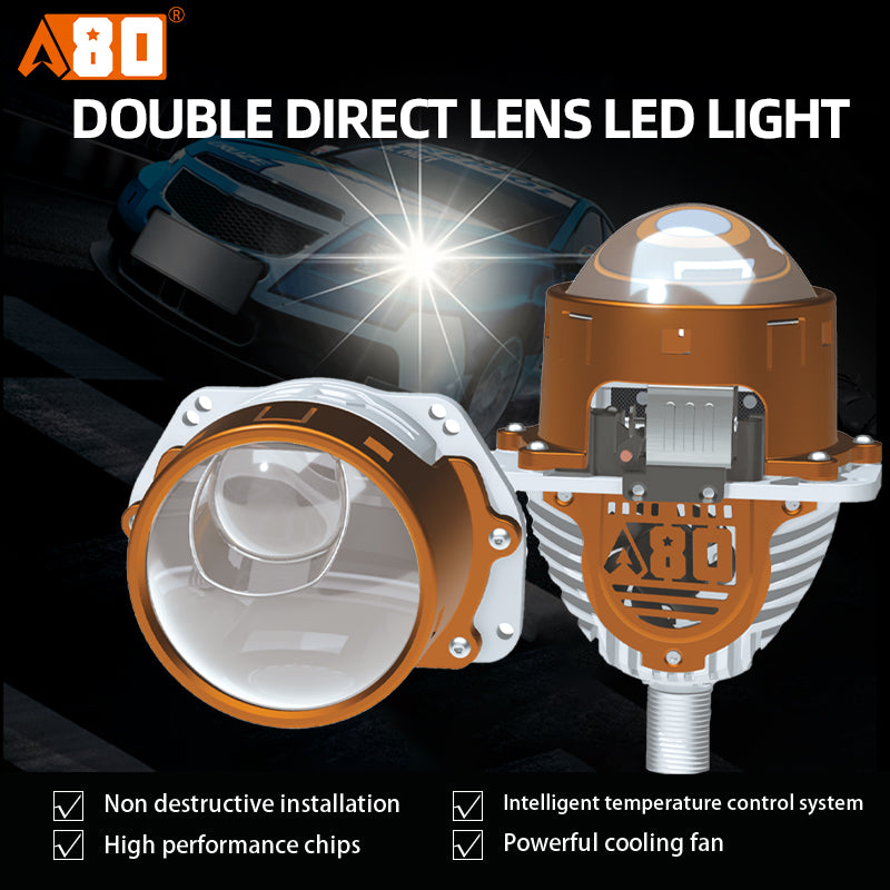 A80-GT2 Car LED Dual-light Lens Headlight
