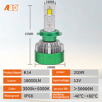 A80-K14 Car LED Headlight Bulbs CANBUS |with Turbo Fan 160W