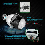 A80 2.5″ Mini Bi-Xenon Projector Lens – 55W HID H1, Aluminum Housing, High/Low Beam Retrofit, Universal 12V Fit
