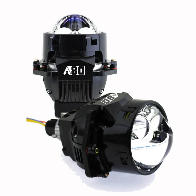 A80 E20 Bi-LED Projector Headlight – 15000LM Ultra Bright · 125W Power · Focused Beam & Glare-Free Upgrade