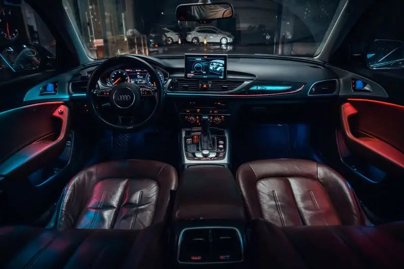 A80 Colorful Ambient Light Kit For Audi A6 C7 2012-2018 Carbon Fiber Pattern Co-pilot Ambient Light