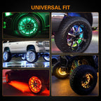 15.5Inch Flowing Double Row Colorful RGB Car Hub Lamp LED Wheel Tire Light APP Waterproof Neon Strip Light Car Atmosphere Lamp