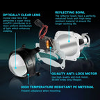 A80 2.5″ Mini Bi-Xenon Projector Lens – 55W HID H1, Aluminum Housing, High/Low Beam Retrofit, Universal 12V Fit