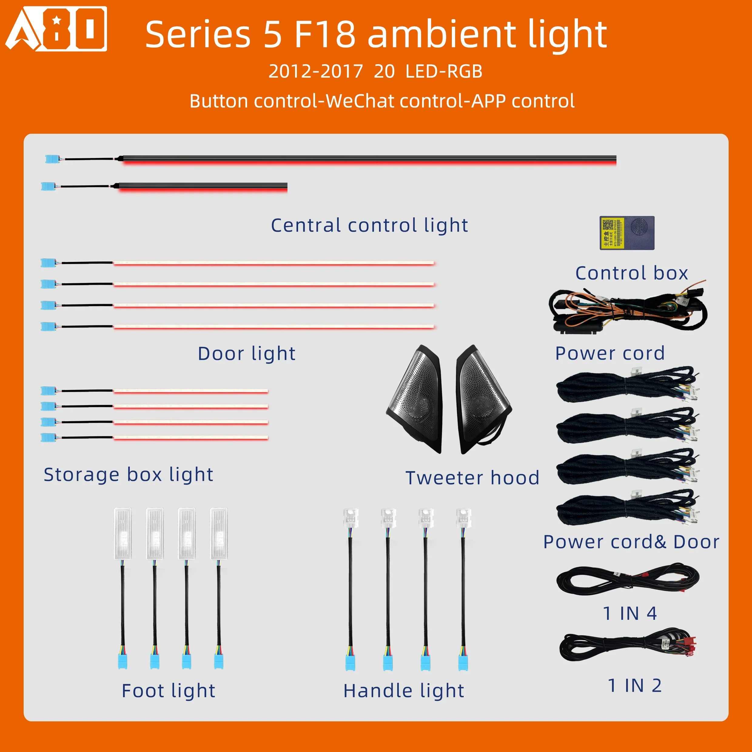 Dynamic Ambient Lighting 64 Colors  For BMW 5 Series F10 F11 2011 - 2017 Interior Atmosphere LED Lighting Accessories