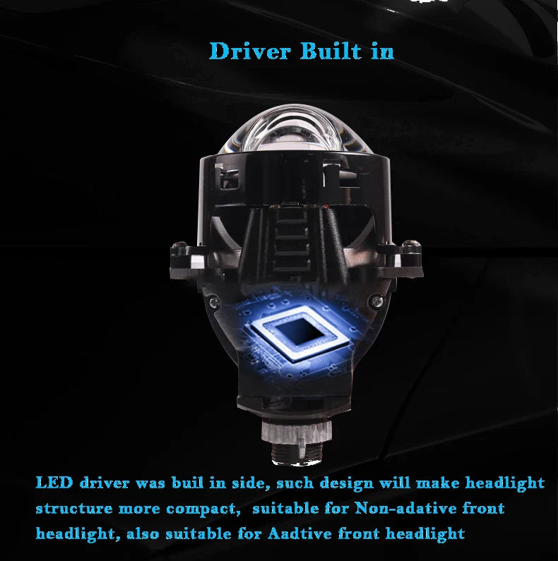 A80 3.0 Inch E12 Bi-LED Projector Headlight – 12000LM Brightness · 102W Power · Clear Cut-Off & Universal Retrofit