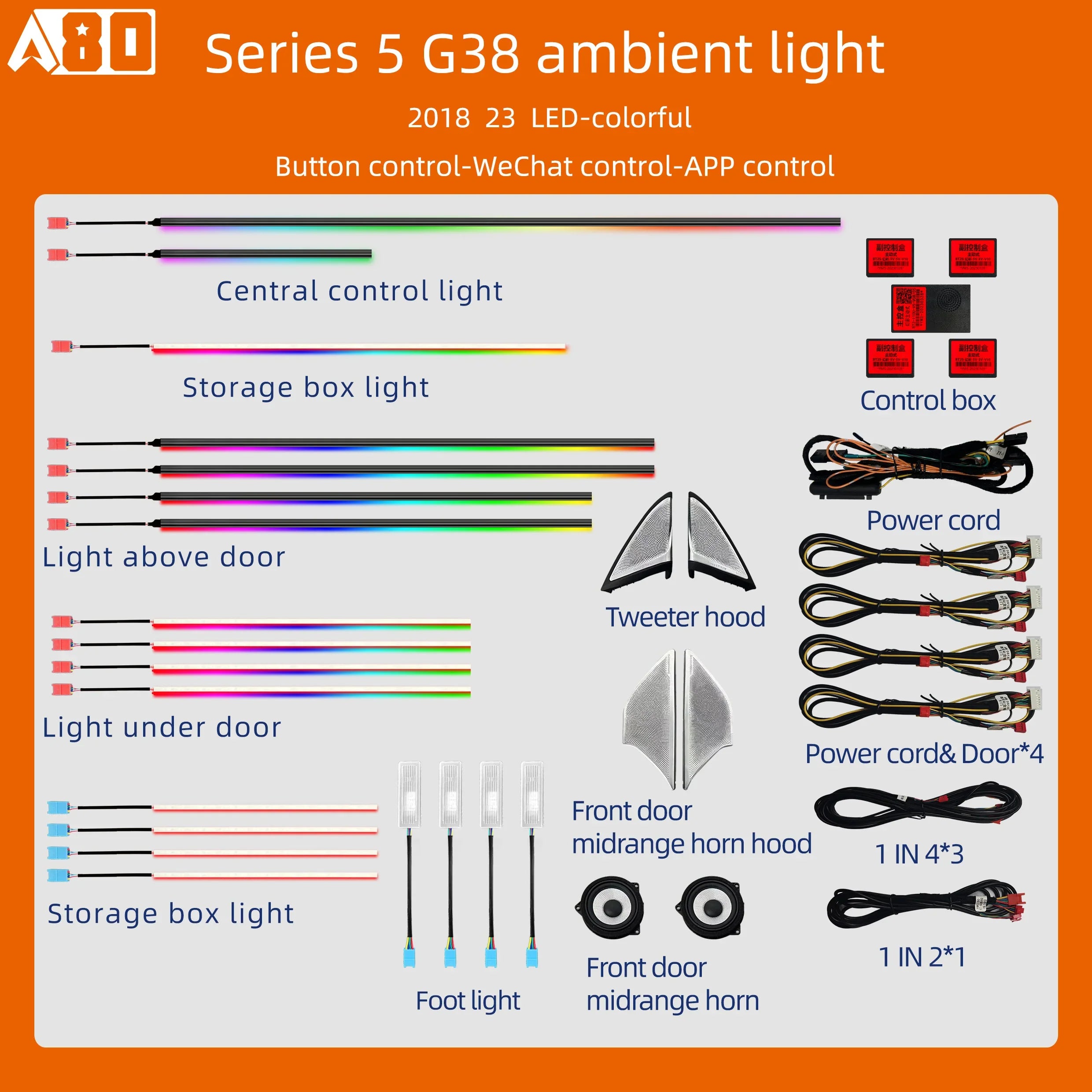Dynamic Ambient Lighting 64 Colors  For BMW 5 Series F10 F11 2011 - 2017 Interior Atmosphere LED Lighting Accessories