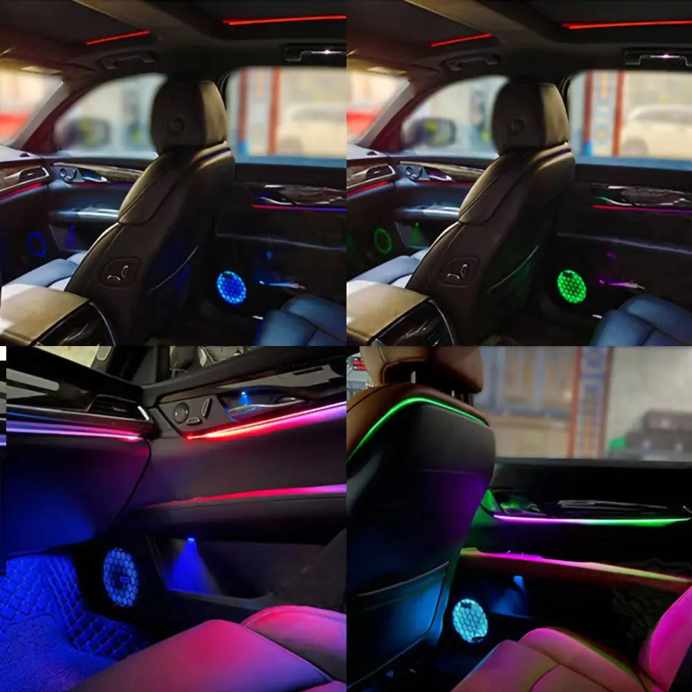 A80 Led 64 Colors Car Interior Decorative Lighting App Sound Control Universal 18 in 1 Car Ambient Light Acrylic Strip