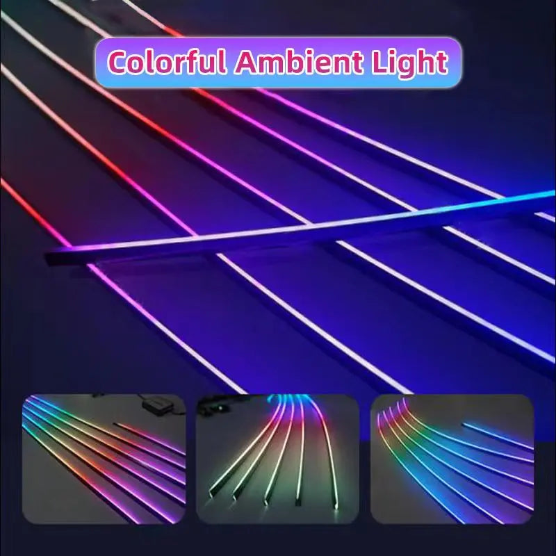 A80 Led 64 Colors Car Interior Decorative Lighting App Sound Control Universal 18 in 1 Car Ambient Light Acrylic Strip