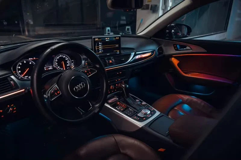 A80 Colorful Ambient Light Kit For Audi A6 C7 2012-2018 Carbon Fiber Pattern Co-pilot Ambient Light