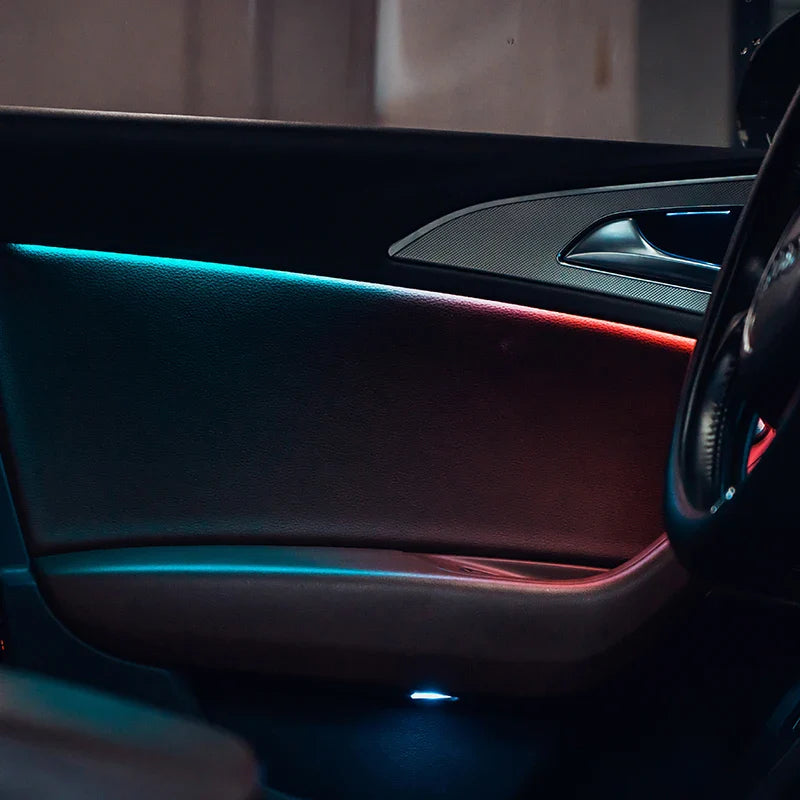 A80 Colorful Ambient Light Kit For Audi A6 C7 2012-2018 Carbon Fiber Pattern Co-pilot Ambient Light