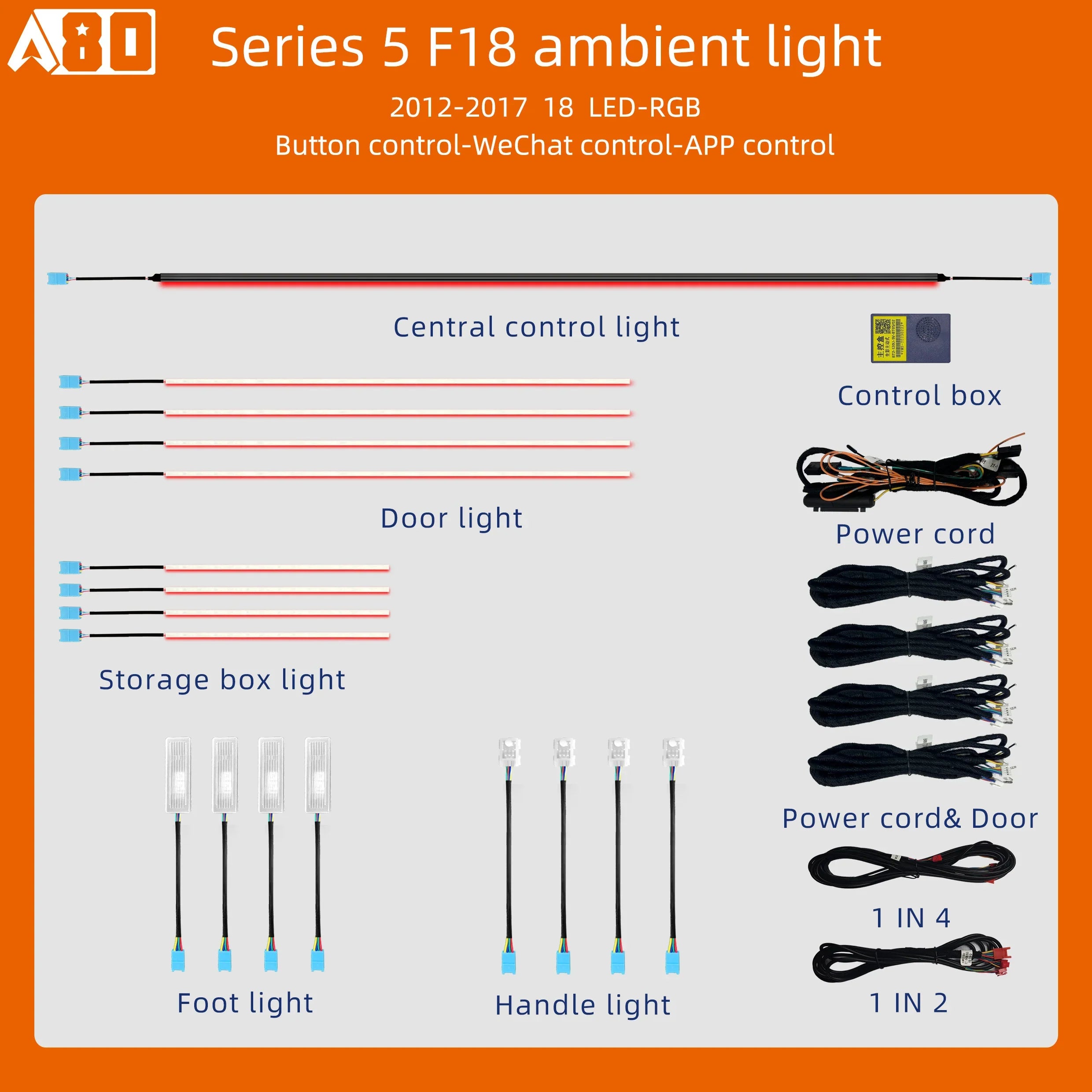 Dynamic Ambient Lighting 64 Colors  For BMW 5 Series F10 F11 2011 - 2017 Interior Atmosphere LED Lighting Accessories