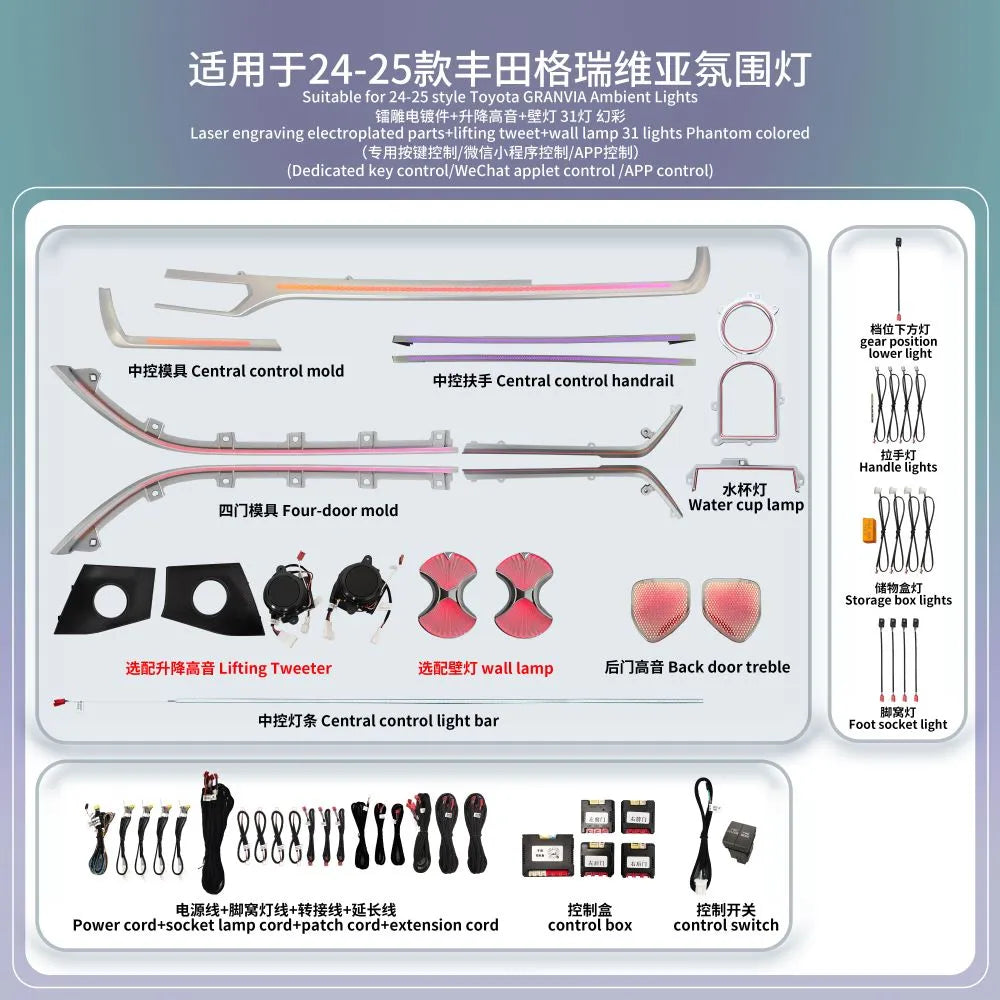 A80 Toyota Granvia Ambient Lighting Kit | Phantom RGB Multi-Zone Interior Lighting System